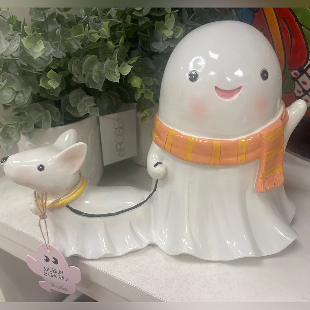 Halloween Ghost Dog Walker with Ghost Dog in Scarves NWT Goblin and Ghoul